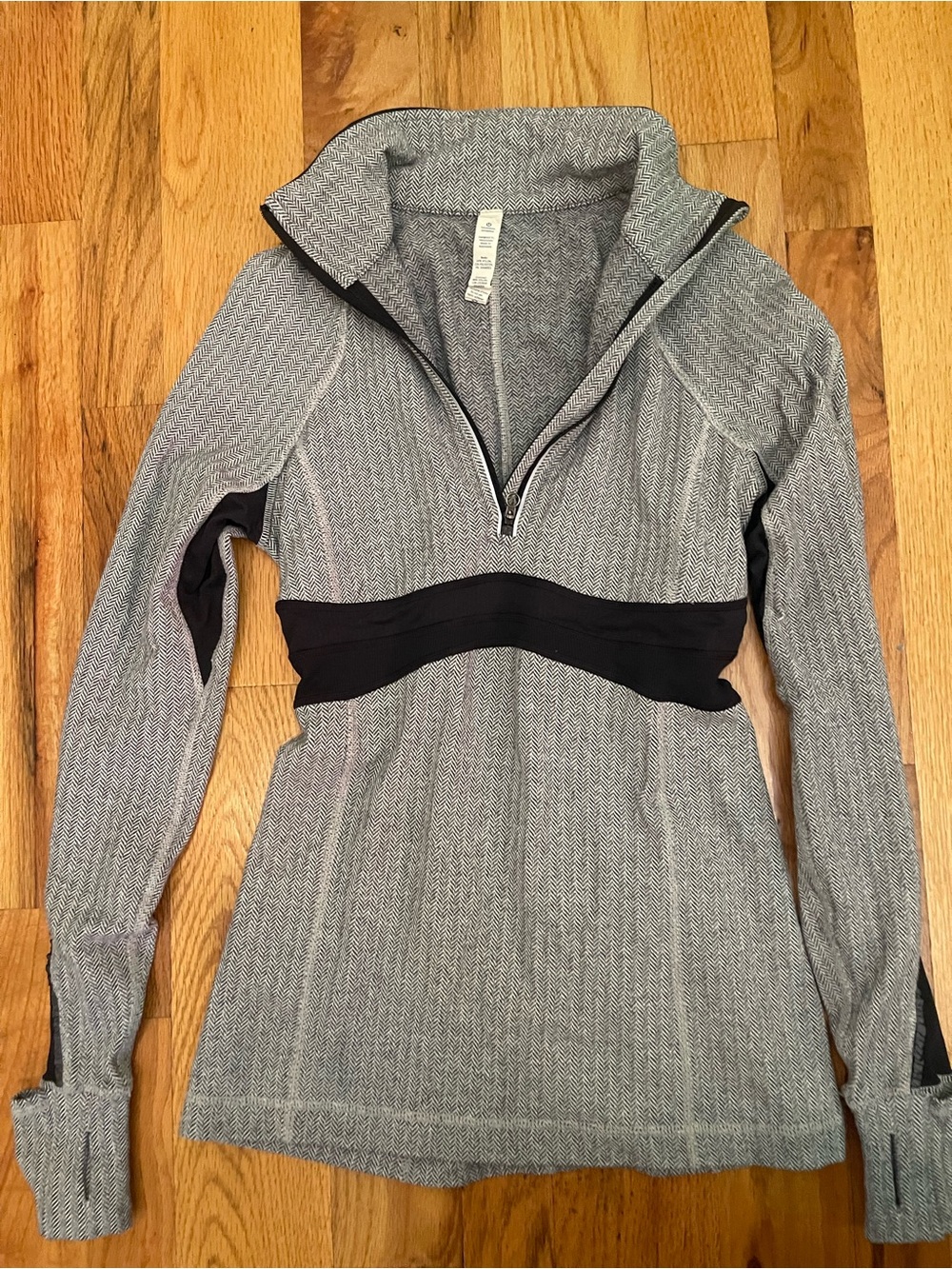 lululemon athletica Gray Quarter-Zip Pullover with Black Waistband